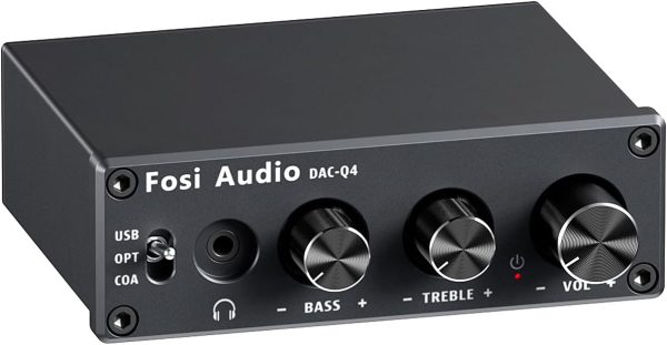 Fosi Audio Q4 DAC Headphone Amp for PC, Desktop Digital to Analog Audio Converter for Home Stereo Amplifier and Powered Speakers, PC-USB/Optical/Coaxial Inputs, 3.5mm Headphone/RCA Outputs - Image 9